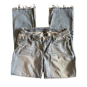 REWASH Faded Cropped Jeans with Raw Hem Size 11